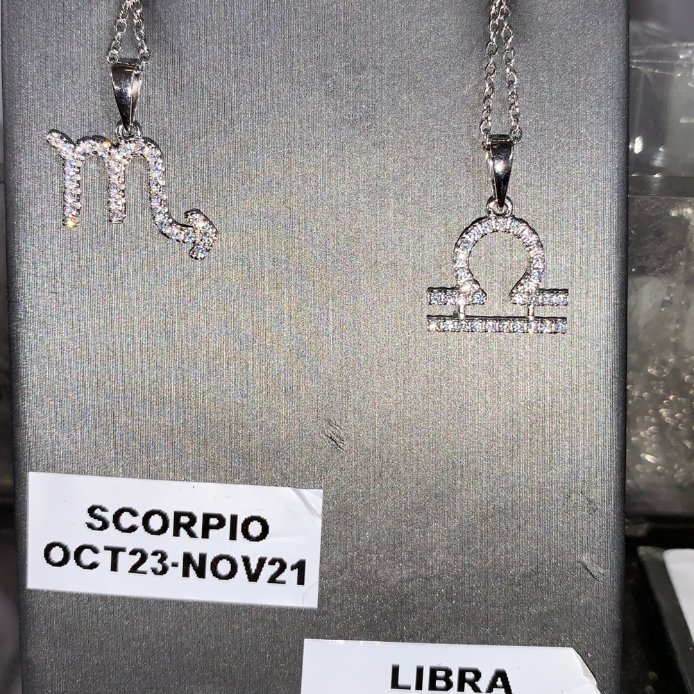 Zodiac necklace starling silver and white gold